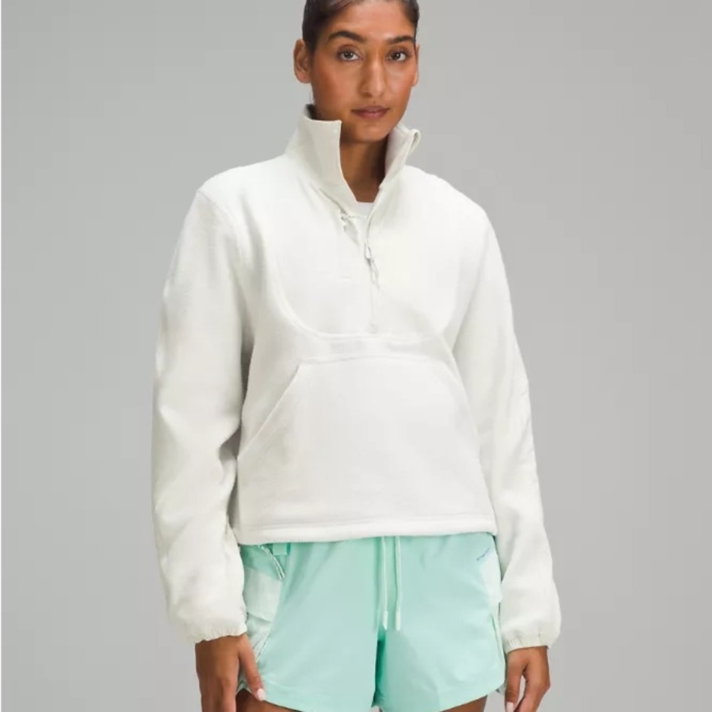 Lululemon Fleece Ripstop Hiking Pullover in Bone